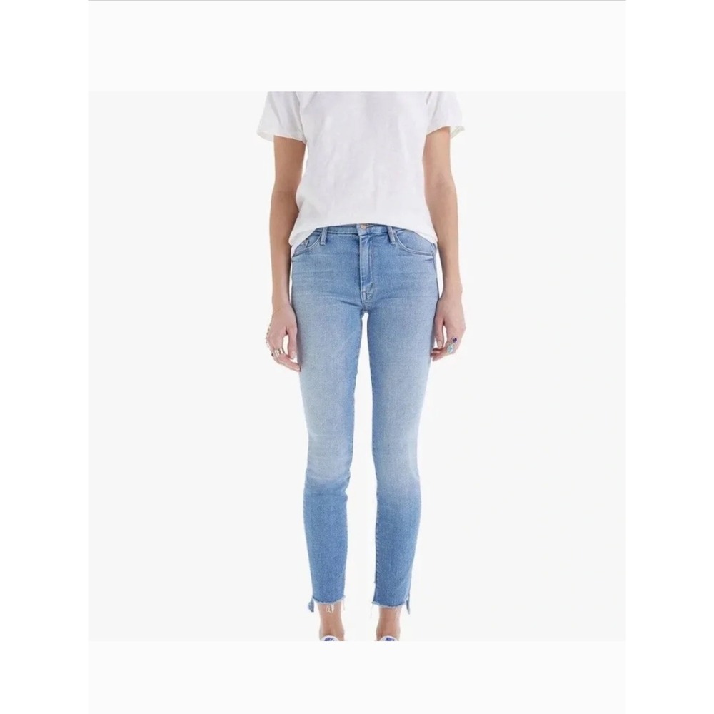 Mother Jeans The Looker Two Step Ankle Fray Jeans Women 29 Blue Kiss And Make Up
